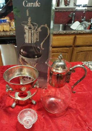 Vintage 10 Cup Silver Plated Coffee Carafe Services Warmer