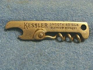 Rare C.  1910 Kessler Whiskey Bottle Opener & Corkscrew By Vaughan Co.  Chicago