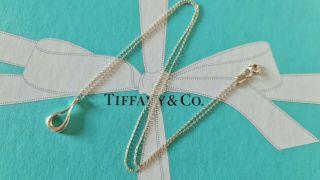 Authentic Rare Tiffany & Co Elsa Peretti Open Teardrop Necklace,  Larger Size
