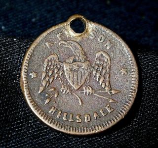 Antique Civil War Storecard W Eagle One Cent Trade Token Hillsdale Mi A Gleason