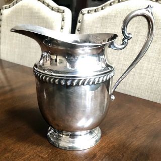 Silver On Copper Water Pitcher 9.  5”