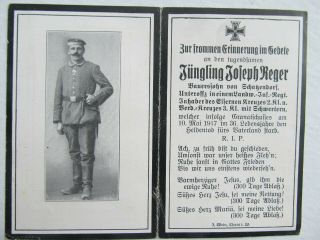 Rare 2 Page Wwii German Death Card,  Decorated,  Kia By Grenade Shot,  Great Photo