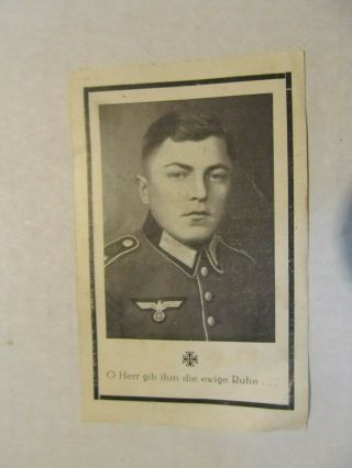 Rare Wwii German Death Card,  Highly Decorated Soldier,  Runic Symbols On Card