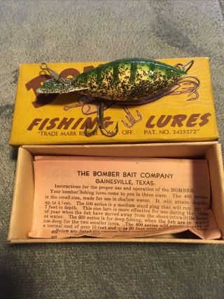 Vintage Bomber Fishing Lure Rare No Eye 415 Box/ Paperwork