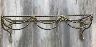 Vintage Gold Brass Metal Wire Wall Hanging Glass Shelf Bathroom Missing Glass