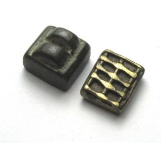 2 Rare Small Old Akan/ashanti Solid Brass Geometric Goldweight