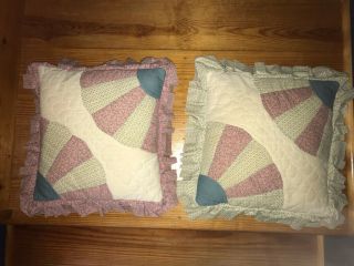 Vintage Quilted Handmade Throw Pillows (2)
