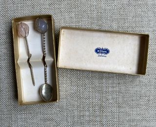 Vintage H.  Stern Joalheiros Silver Spoon & Pick Set With Gem Stones 4 " Long