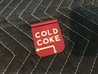 Rare Early Coca Cola Vending Machine Coke Part Bottle Flap Painted Metal Sign