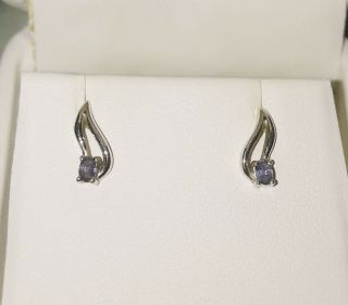Montana Yogo Sapphire Earrings Silver Setting Rare Blue Gem Rare