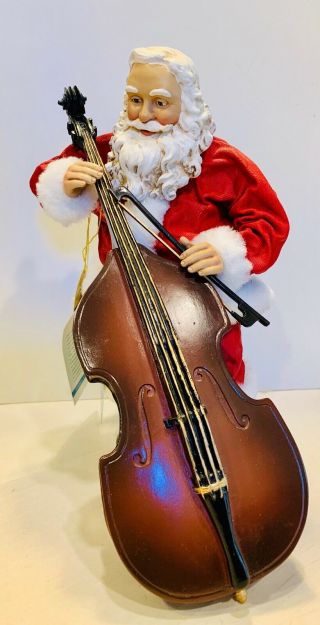 Possible Dreams Santa " North Pole Duet " 3 Piece With Tags And Bass Fiddle.  Rare.