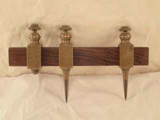 RARE Antique Early Brass Set of Trammel Points w/ Precision Adjuster,  5 