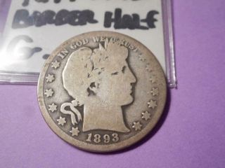 1893 " O " Barber Half Dollar Rare Date,  Ag - G Low Mintage 1,  389,  000