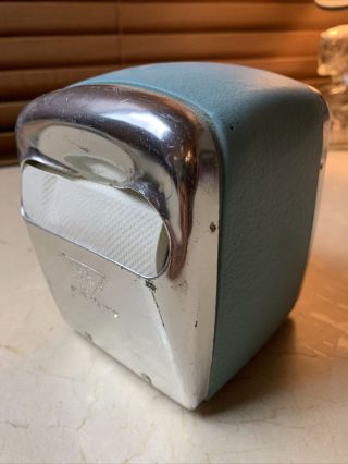 Vintage Hostess Metal Chrome 2 - Sided Napkin Dispenser Aqua Blue 1950s Diner Rare