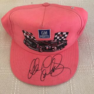 Dale Earnhardt Sr Autographed Gm Parts Racing Snapback Signed Rare Pink Hat.  3