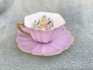 Rare Shelley Lavender Stratford Wild Flowers Cup And Saucer