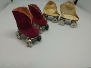 Vintage Vogue Ginny Doll Accessories Two Roller Skates 1 Purple And 1 Oil Cloth