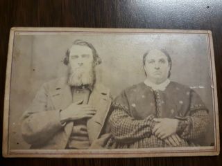 Rare Civil War Era Confederate Soldier And Wife Cdv Photo 1860s 2 Cent Stamp