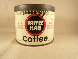 Antique Kellogg Coffee Tin Can Kaffee Hag Vintage