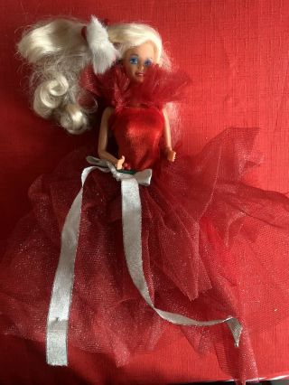 Vintage 1988 Happy Holiday Barbie Doll Red Dress