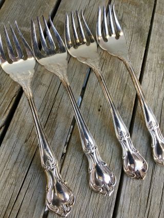 Set 4 Reed & Barton Rathmore Silverplate Salad Forks Outstanding