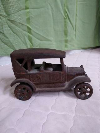 Vintage Antique Cast Iron Ford Model T Car With Great Patina