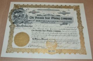 The Nevada Star Mining Company 1907 Antique Stock Certificate
