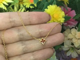 Louis Vuitton Sterling Silver Gold Blossom Carnelian Pendant Necklace Rare