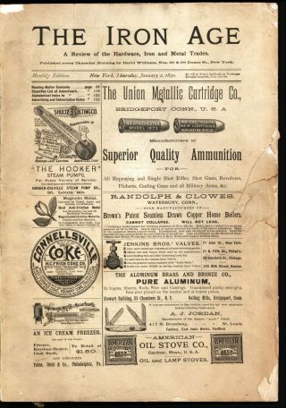 The Iron Age 1890,  Antique Machinery,  Guns,  Tools,  And Hardware Advertisements