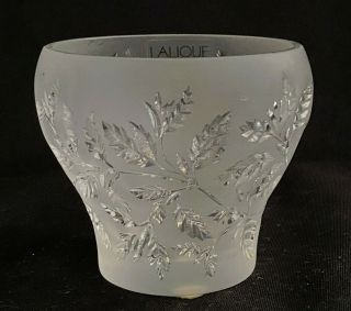 Rare Lalique Crystal Basil Votive Candle Holder Clear Frosted - - France - -