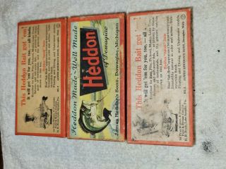 Three Vintage Heddon Chugger Spook Lure Boxes