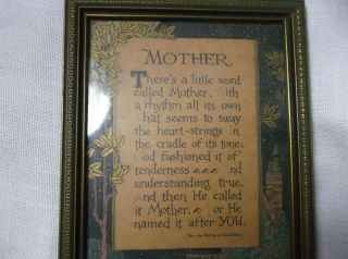Vtg 1920’s Buzza Motto MOTHER Poem PRINT FRAMED 2