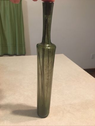 Antique/vintage? Green Glass Bottle With Cork,  Hand Blown?