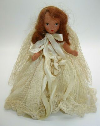Vintage Nancy Ann Storybook Doll Redhead Bride 86 Jointed Arms And Legs Bisque