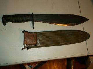 Us 1917 Ct Marked Ac Co,  Chicago 1918 Bolo Knife And Rare Metal Scabbard