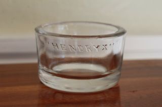 Antique Hendryx Clear Embossed Glass Bird Cage Feeder Feed Cup