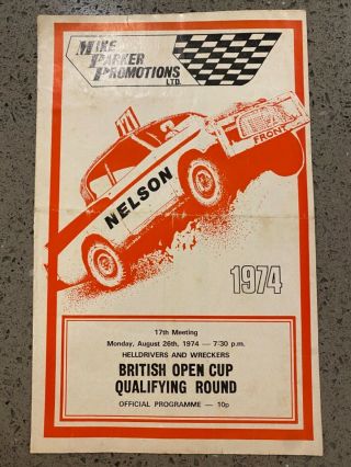 Nelson Helldrivers & Wreckers 1974 Programme.  Stock Car Racing,  Lancashire.  Rare