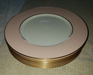 (7) Lenox Pink Ivory Gold 10.  5 Dinner Plates Pre - 1952 Ovingtons 046x26 - 1 Rare