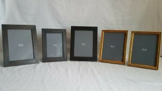 5 Antiqued Restoration Hardware Picture Frames Black & Gold (4) 5x7 " & (1) 4x6 "