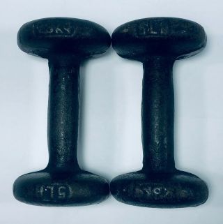 5lb Cast Iron Dumbbells Hand Weights Pair Roundhead Antique Jail Gym Vtg Metal