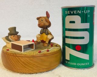 Very Rare - Disney Anri Reuge Wood Pinocchio & Jimmie Cricket Music Box