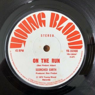 Scorched Earth - Rare Aussie Young Blood 45 " On The Run " 1973 Ex,