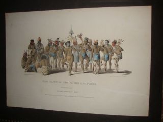 Rare Hand Colored Mckenney And Hall Portrait Folio Print 1848: War Dance - Sauks