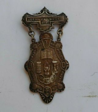 Rare Vintage Antique 4 " Geneva Lodge Masonic Mason Medal No.  80 Ioof Eye Nr