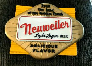 Rare Vintage Neuweiler Light Lager Beer Display Advertising Sign Allentown Pa