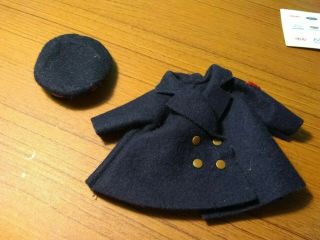 Vintage Vogue Ginny Doll 1425 Navy Blue Felt Coat With Hat