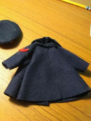 Vintage Vogue Ginny doll 1425 navy blue felt coat with hat 2