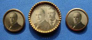 Rare 1900 Presidential Campaign Buttons William Mckinley & Teddy Roosevelt
