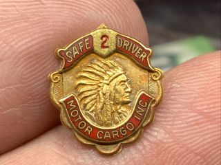 Motor Cargo Inc.  Indian Chief Logo 1/10 10k Gf Very Rare 2yr Service Award Pin.
