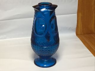 Vintage Viking Glass Rare Deep Blue Owl Fairy Lamp -